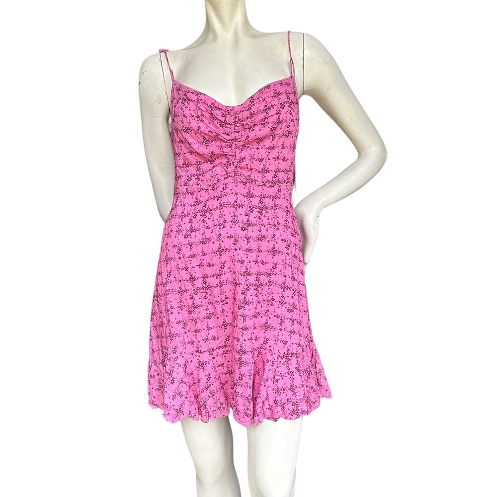 Free People Intimately "Caught Up" Pink Floral Dainty Coquette Mini Dress Medium - Picture 2 of 9